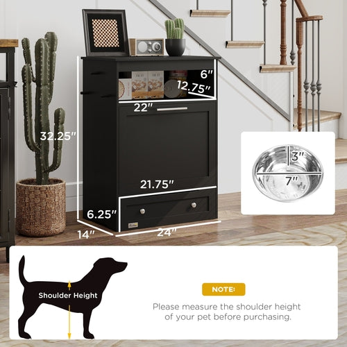 Pet Feeder Station Storage Cabinet, Dog Food Storage Container with