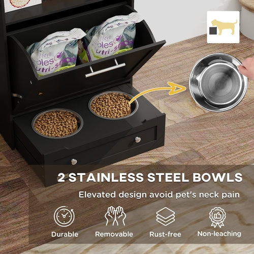 Pet Feeder Station Storage Cabinet, Dog Food Storage Container with