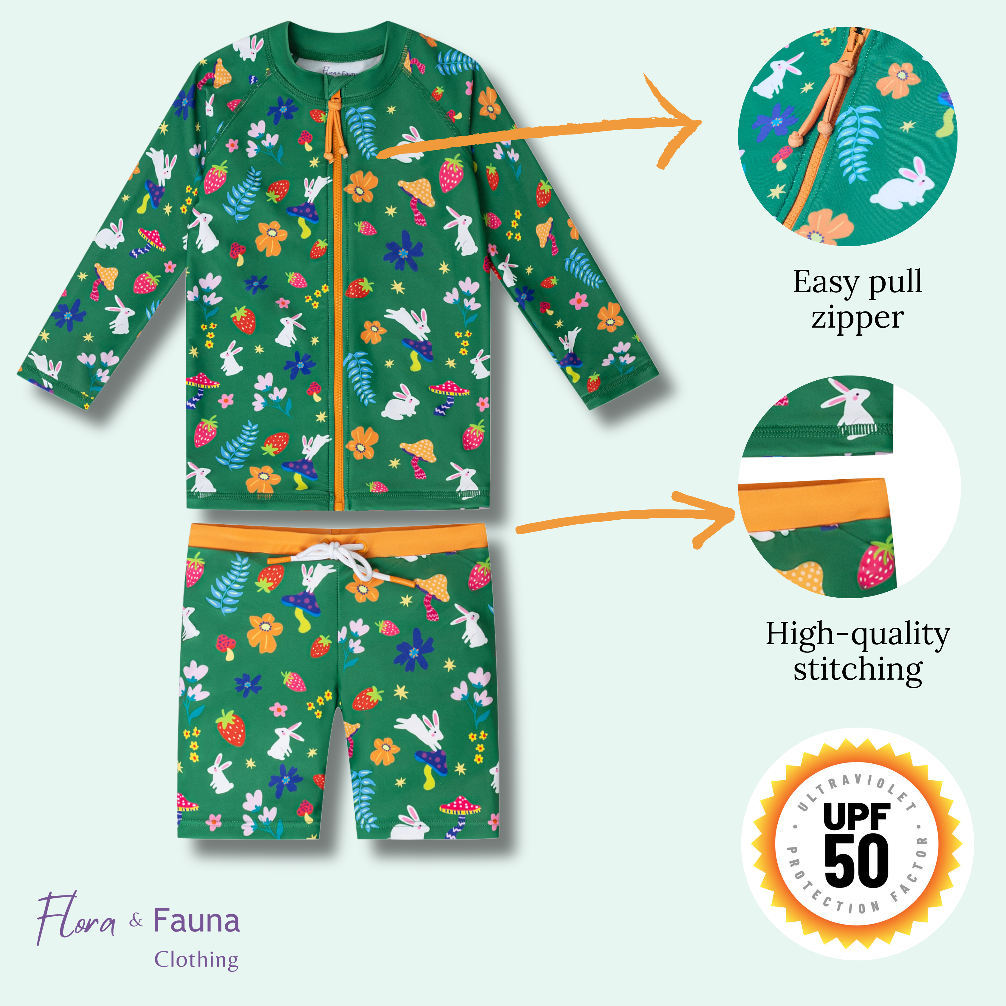 The 'Forest Bunny' 2-Piece Swim Set
