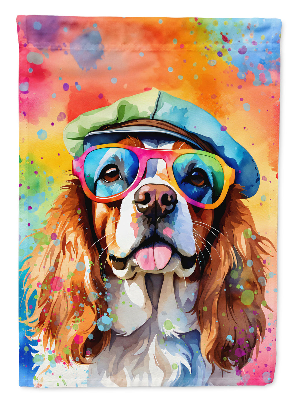 Cavalier Spaniel Hippie Dawg Garden Flag