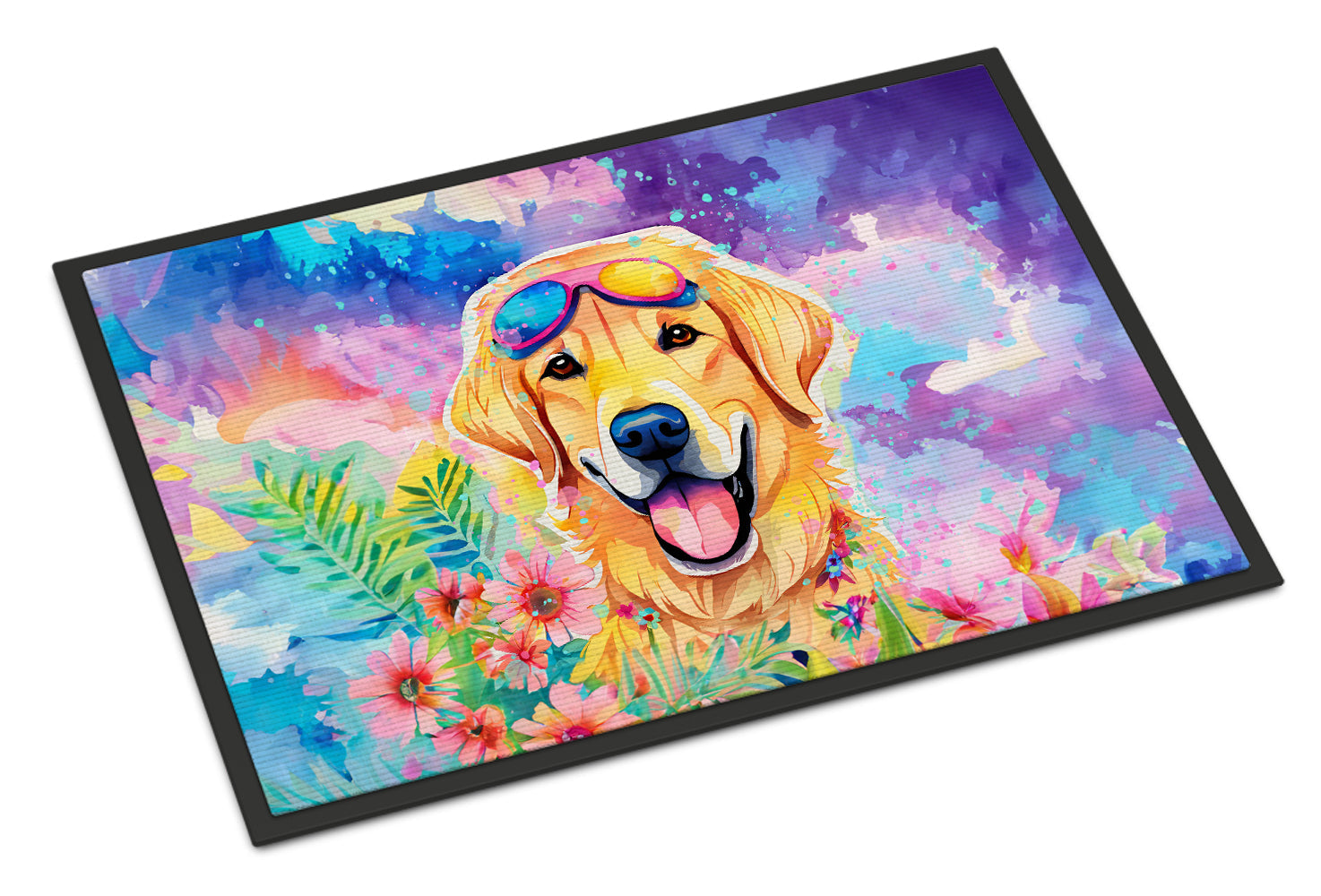 Yellow Labrador Hippie Dawg Doormat-0