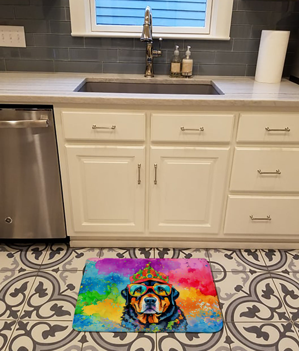 Rottweiler Hippie Dawg Memory Foam Kitchen Mat-1