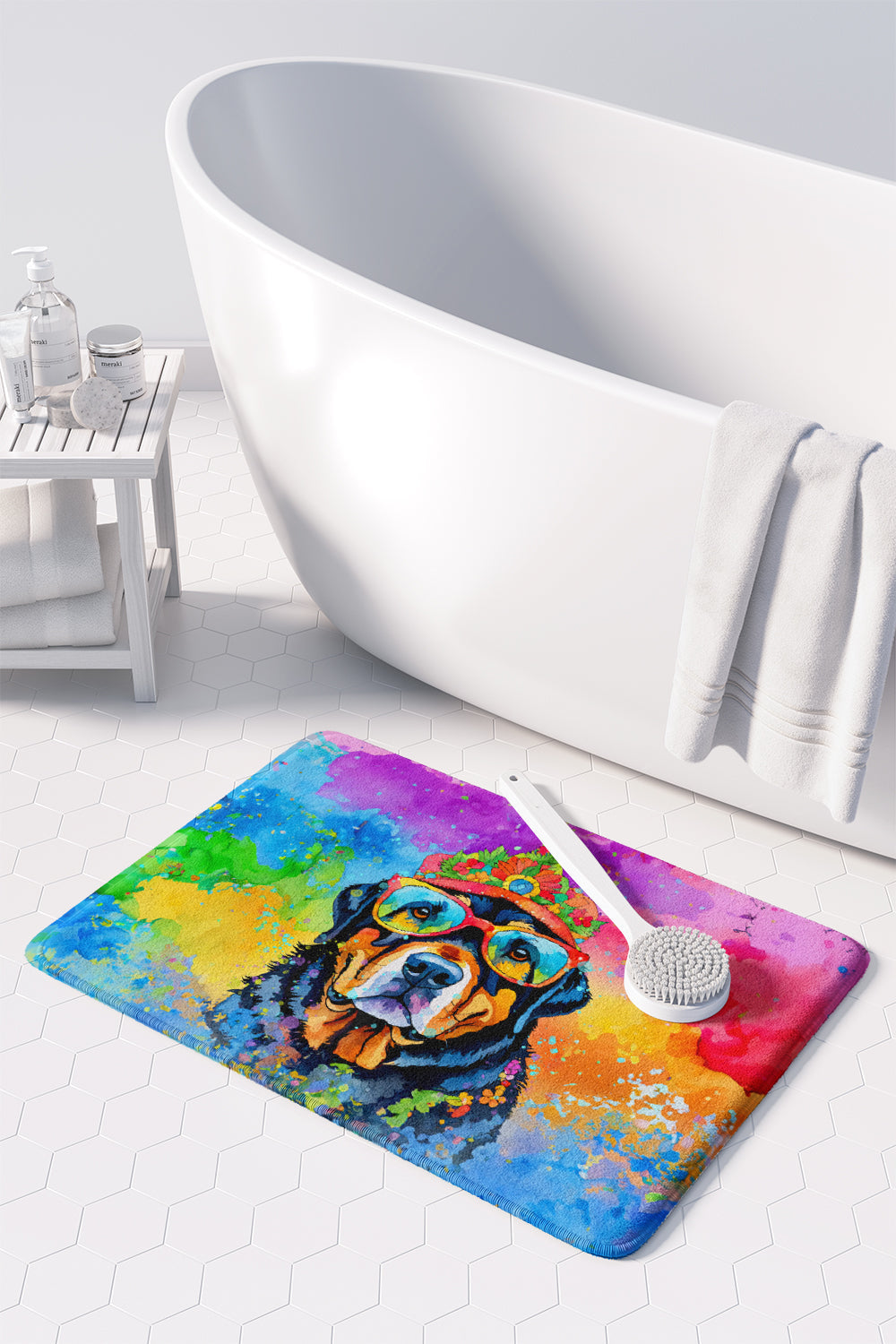 Rottweiler Hippie Dawg Memory Foam Kitchen Mat-2
