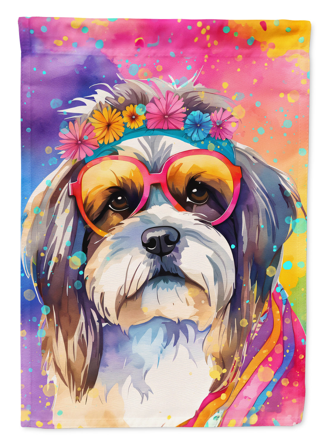 Shih Tzu Hippie Dawg House Flag-0