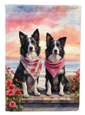 Border Collie Two Hearts House Flag-0