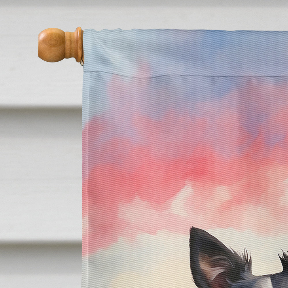 Border Collie Two Hearts House Flag-2