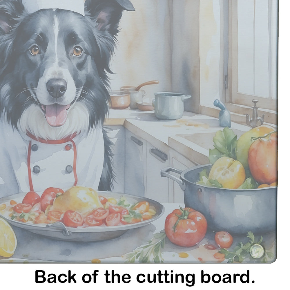 Border Collie The Chef Glass Cutting Board-4