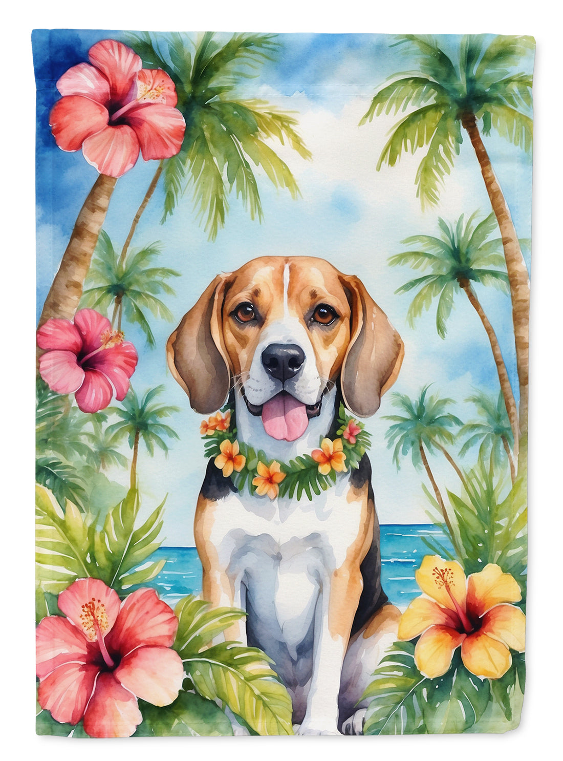 Beagle Luau Garden Flag-0