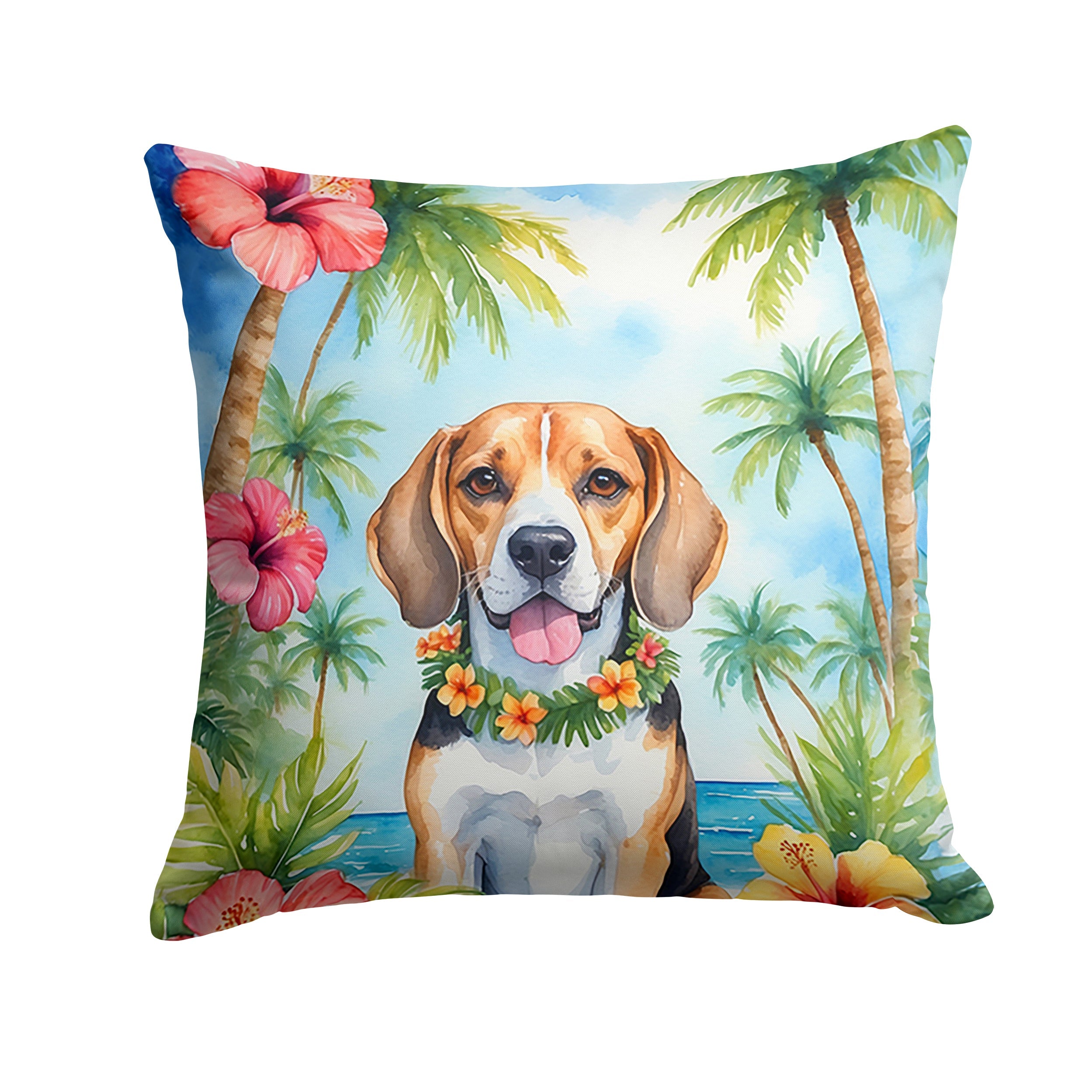 Beagle Luau Throw Pillow-0