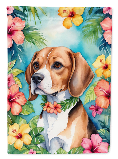 Beagle Luau House Flag-0