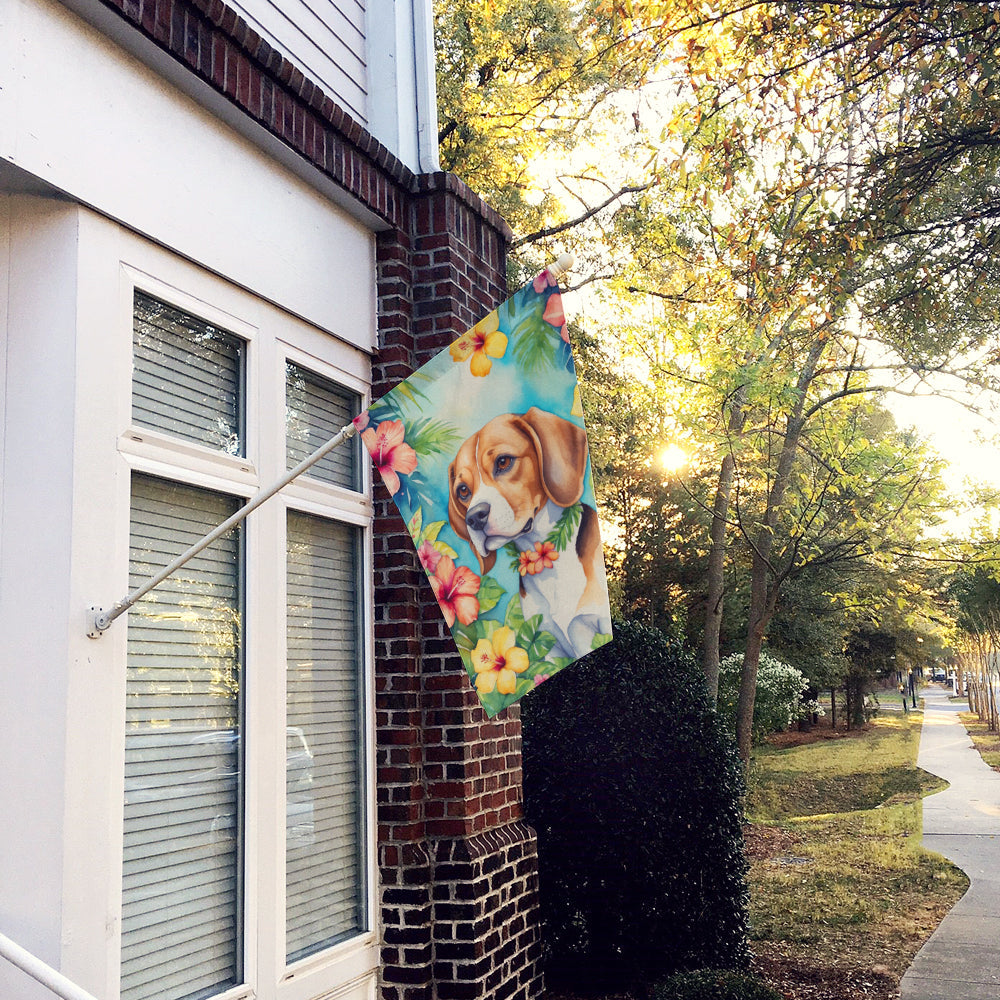 Beagle Luau House Flag-1