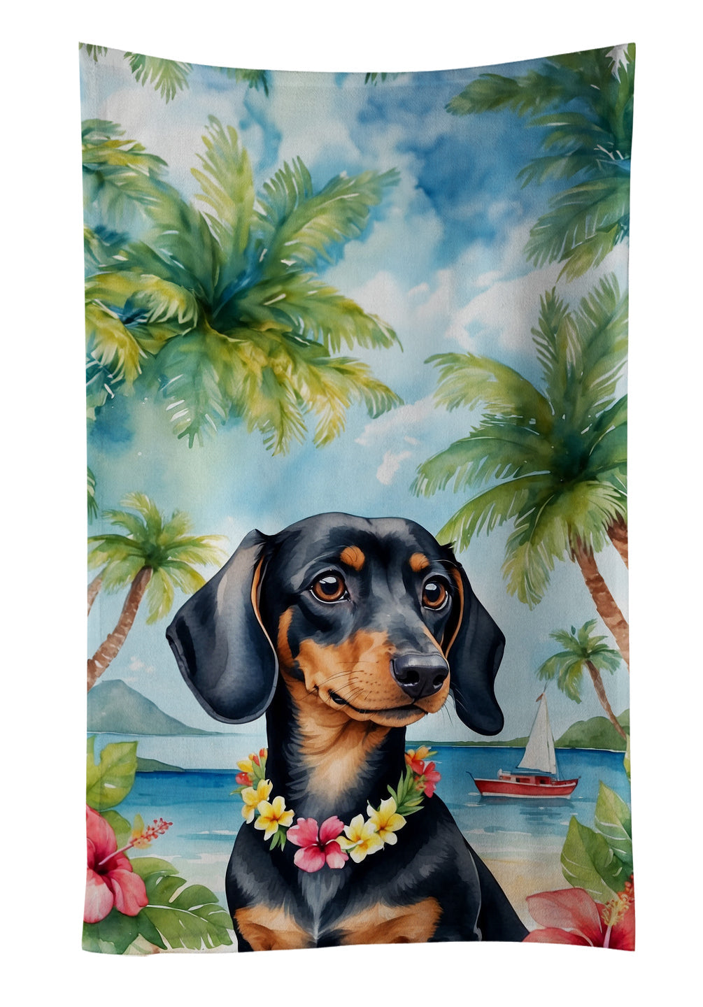 Dachshund Luau Kitchen Towel