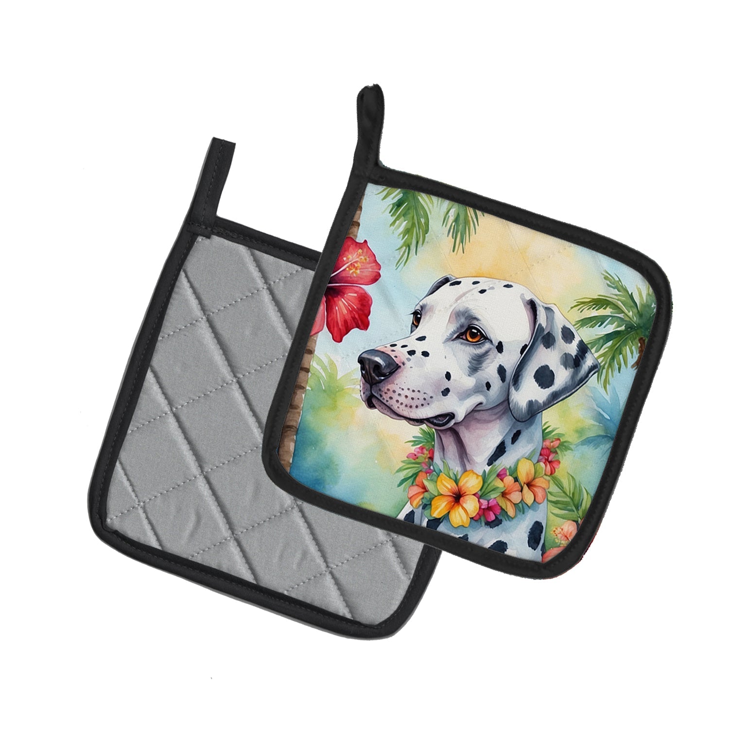 Dalmatian Luau Pair of Pot Holders-1