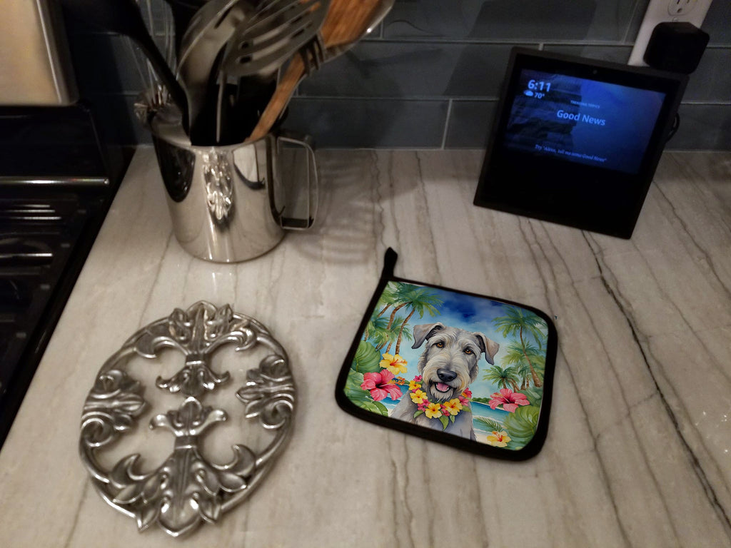 Irish Wolfhound Luau Pair of Pot Holders-3