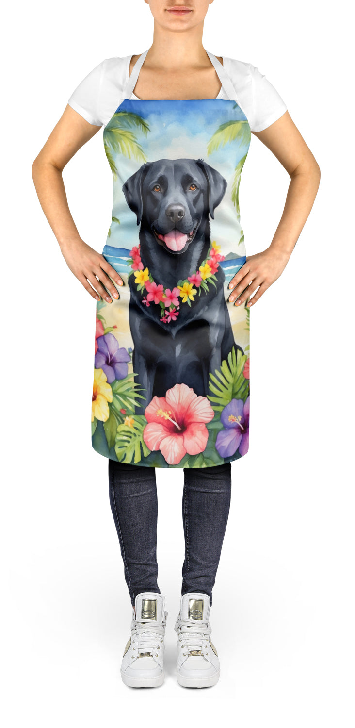Black Labrador Retriever Luau Apron-1