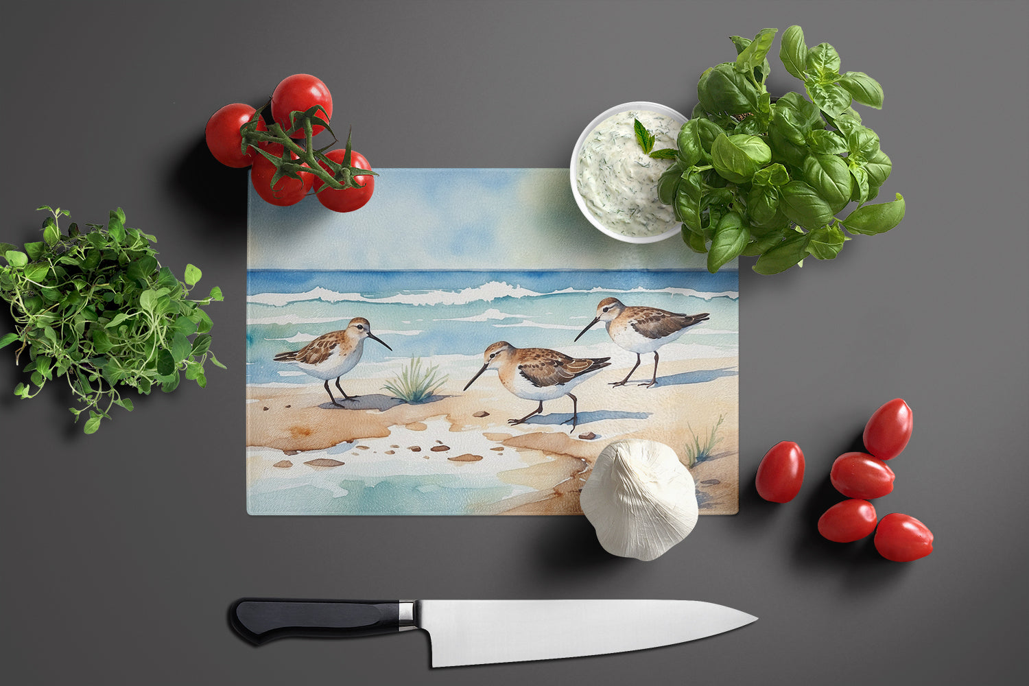 Sandpipers Hunting Glass Cutting Board-2