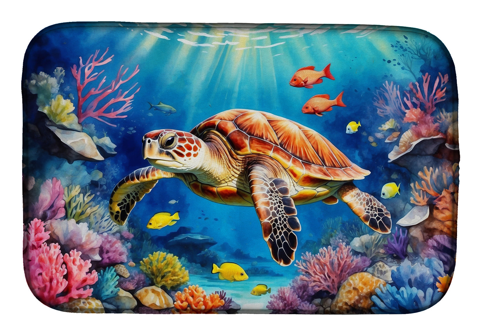 Turtle and Reefs Dish Drying Mat