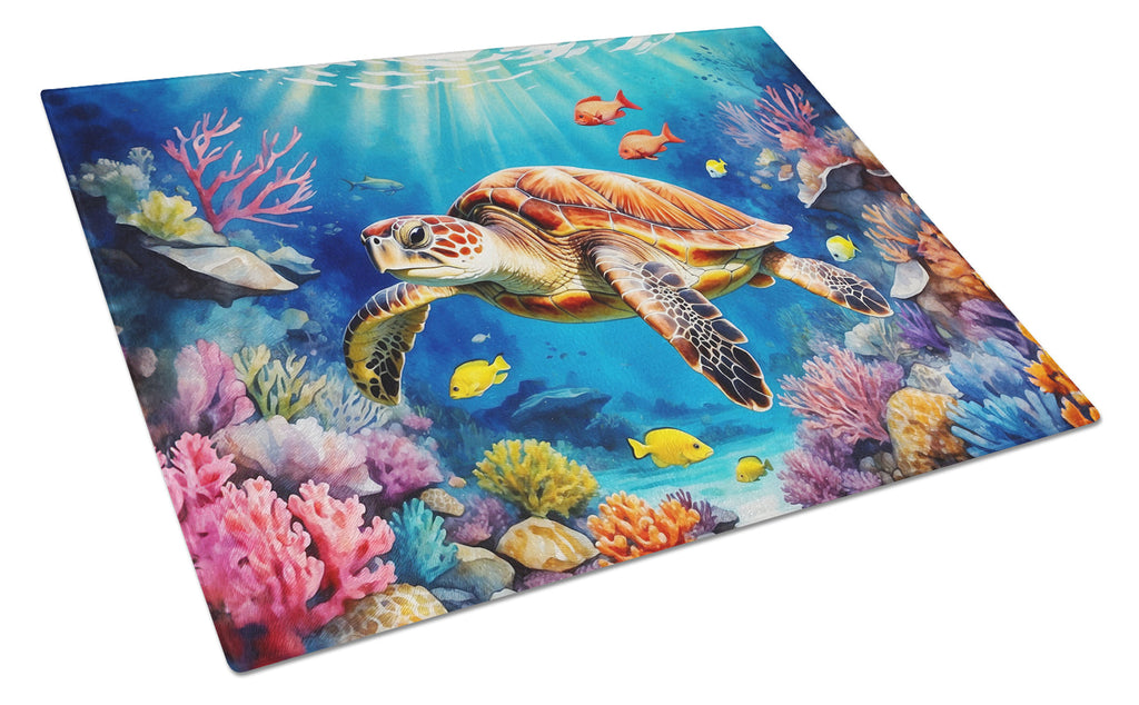 Turtle and Reefs Glass Cutting Board