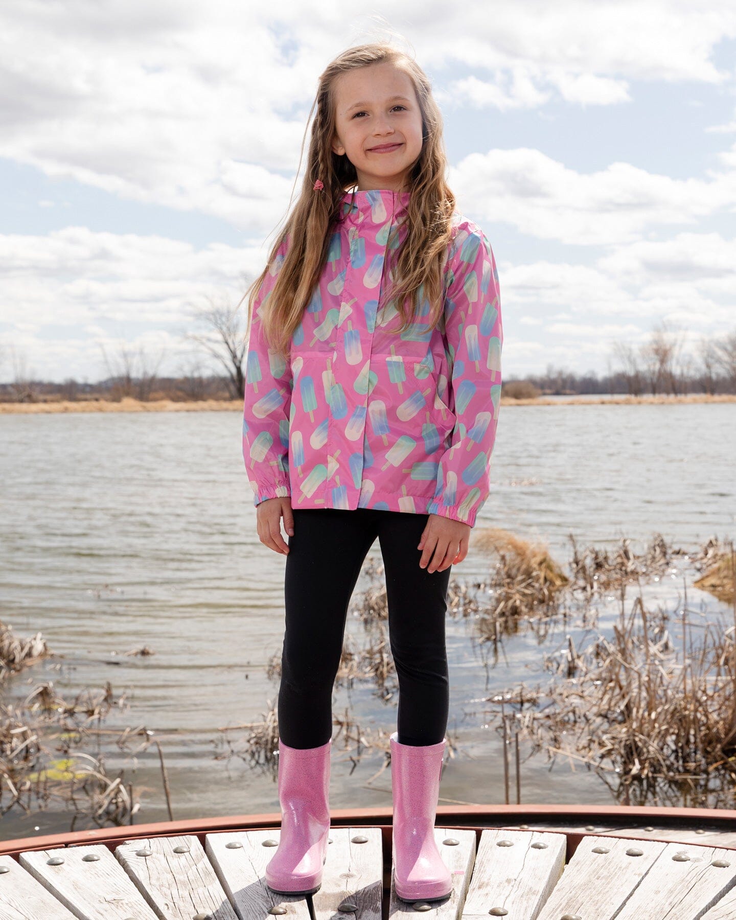Packable Windbreaker In Polyester Pink Lollipop Print-1